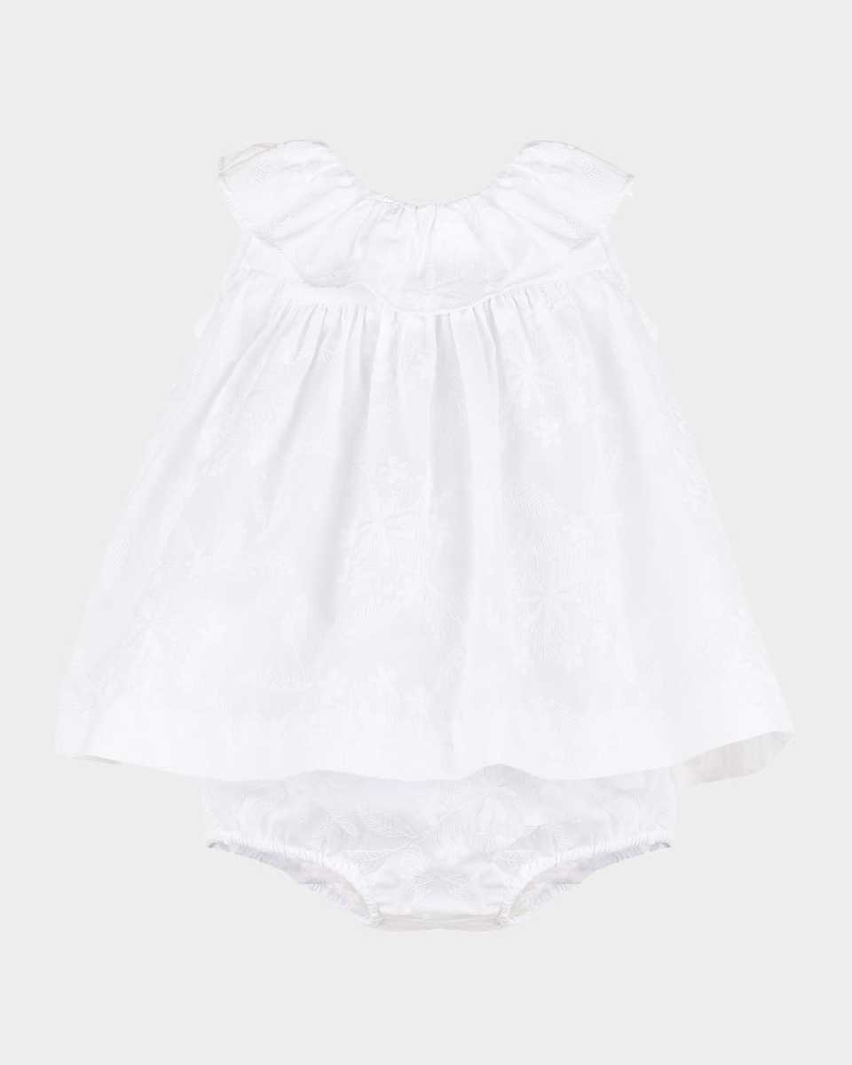 Girl's Ruffle Collar Floral Embroidered Dress, Size 6M-
